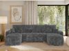 U-förmiges Ecksofa mit Schlaffunktion und Bettkasten, Couch U-form - KIRASSO U - Dunkelgrau Cord Bild 3