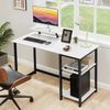 Kleiner Schreibtisch Weiß mit Stauraum und Monitorständer 100cm Bild 2