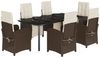 vidaXL 7-tlg. Garten-Essgruppe mit Kissen Braun Poly Rattan 3212554 Bild 2