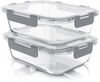 Arendo Frischhaltedose Rechteckige Vorratsdose, Klick-Deckel für Lebensmittel, stapelbar, Glas, (Set, 2-tlg, 2er Set Lunchboxen), Borosilikatglas, 1520ml, luftdicht, backofenfest, mikrowellengeeignet Bild 5