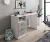 Dmora Schreibtisch Ardauli, Mehrzweckschreibtisch, Bürotisch für PC, Eckschreibtisch, 120x48h75 cm, Weiß und Zement Bild 2