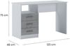 Dmora Schreibtisch Ardauli, Mehrzweckschreibtisch, Bürotisch für PC, Eckschreibtisch, 120x48h75 cm, Weiß und Zement Bild 3