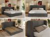Polsterbett Bett mit Holzlattenrost Schlafzimmer Bett Doppelbett gepolstertes Kopfteil Multipocket Matratze - EMORA CLASSIC - 200x200 cm - Dunkelgrau Velvet - ELORI LUX Bild 2
