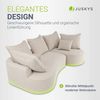 Juskys Sofa Tirano - Bouclé Creme , Ecksofa mit L-Form, mit Rücken- & Dekokissen, 4-Sitzer Eckcouch, Schaumstoff - Ottomane rechts Bild 3