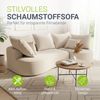 Juskys Sofa Tirano - Bouclé Creme , Ecksofa mit L-Form, mit Rücken- & Dekokissen, 4-Sitzer Eckcouch, Schaumstoff - Ottomane rechts Bild 2