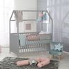 roba Hausbett 70 x 140 cm - Babybett in Hausoptik - Höhenverstellbar - Umbaubar - Holz taupe Bild 3