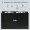 PawHut Futternapf Erhöhte Futterstation mit 2 Edelstahlschüsseln, 44L Stauraum, Edelstahl, Wassernapf für große Hunde, Schwarz Bild 4