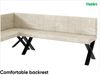 MEBLINI Eckbank für Esszimmer mit ausziehbarem Tisch - Küchenbank - Essecke - Sitzecke Küche - PETER - X-Beine 142x196x87cm Links - Creme Samt/B Weiß Matt Bild 5