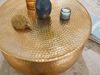 Wohnling Couchtisch KAREM 60 x 30,5 x 60 cm Aluminium Beistelltisch orientalisch rund, Gold Bild 4
