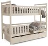 Deine Möbel 24 Etagenbett Kinderbett MICO für 2 Kinder in 90x200, Farben: Weiß / Cashmere (Matratzen optional, 2-St, Bett, mit Lattenrost, Rausfallschutz, 2 Schubladen und Leiter), aus Massivholz Vollholz, in 2 Kinderbetten umbaubar Bild 4