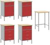 vidaXL Werkbank mit Schubladen 3 pcs Rot Ingenieure Holz und Stahl 3321375 Bild 5
