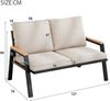 Merax Gartenmöbel-Set, Outdoorsofa, 2-Sitzer-Sofa, Handläufe aus Holz-Kunststoff-Verbundwerkstoff, Industriestil, graubeige Bild 4