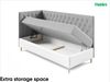 MEBLINI Kinderbett mit Bettkasten FILIPPO 3 90x200 Links - H3/Beige Samt Gepolstert Einzelbett mit Matratze - Polsterbett mit Stauraum - Bett mit Kopfteil – Stauraumbett Bild 5
