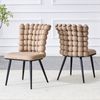 Camelfarbene Samt-Kugelketten-Esszimmerstühle (2er-Set),Schwarz gespritzte Metallbeine + stabile Abstützung moderner Luxus-Stil passend für Esszimmer Wohnzimmer & Garderobebereiche,Samt,Camelfarben, Bild 2