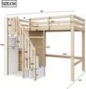 Merax Hochbett 90*200cm, Einzelbett Jugendbett Kinderbett, Mit Stauraum-Sicherheits-Kletterleiter, Mit Stauraum-Kleiderschrank, Holzfarbe Bild 4
