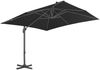 Sonnenschirm, Ampelschirm, Gartenschirm mit Aluminium-Mast 3x3 cm Schwarz Bild 2