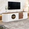 Luxusstil TV-Schrank, Lowboard, Braunes Glas, MDF-Korpus, Aluminiumgriffe, abgerundete Kanten, vertikale Rillenoptik Bild 2