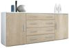 Vladon Sideboard Faro V2, Kommode mit 2 Türen und 4 Schubladen, Weiß matt/Eiche sägerau (166 x 72 x 35 cm) Bild 4