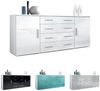 Vladon Sideboard Faro V2, Kommode mit 2 Türen und 4 Schubladen, Weiß matt/Eiche sägerau (166 x 72 x 35 cm) Bild 2