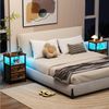 AMHANCIBLE Nachttisch 2er-Set mit integrierter Ladestation, LED-Beleuchtung & 2 Schubladen (2-St), multifunktionaler Beistelltisch mit offenem Fach, 40 x 30 x 60 cm Bild 4