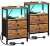 AMHANCIBLE Nachttisch 2er-Set mit integrierter Ladestation, LED-Beleuchtung & 2 Schubladen (2-St), multifunktionaler Beistelltisch mit offenem Fach, 40 x 30 x 60 cm Bild 1