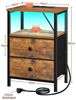 AMHANCIBLE Nachttisch 2er-Set mit integrierter Ladestation, LED-Beleuchtung & 2 Schubladen (2-St), multifunktionaler Beistelltisch mit offenem Fach, 40 x 30 x 60 cm Bild 2