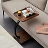 SURFOU Beistelltisch Sofa Schmaler Beistelltisch C-Form mit Metallrahmen (Kaffee Snack Couchtisch für Wohnzimmer Schlafzimmer Nachttisch), Holz Beistelltisch mit Rollen Haben 360° Rotierend Nussbaum Finish Bild 3