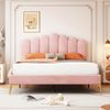 Polsterbett Doppelbett 140 x 200 cm, Bettgestell mit Kopfteil und Lattenrost, Erwachsenen-Jugendbett-Gästebett in hautfreundlichem Samtstoff Rosa Bild 4
