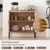 Rattan Sideboard mit 3-Fach Verstellbarem Regal & 2 Türen Boho Buffet Akzentschrank Natur Bild 3