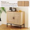 Rattan Sideboard mit 3-Fach Verstellbarem Regal & 2 Türen Boho Buffet Akzentschrank Natur Bild 5