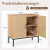 Rattan Sideboard mit 3-Fach Verstellbarem Regal & 2 Türen Boho Buffet Akzentschrank Natur Bild 2