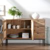 Casâme Sideboard mit 2 Türen und 3 Schubladen aus Rattan L120 cm - JAYA - Helles Holz Bild 4