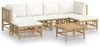 vidaXL 7-tlg. Garten-Lounge-Set mit Cremeweißen Kissen Bambus 3155197 Bild 2