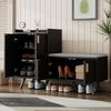 Schuhhocker Mit Polster Sitzbank Aufbewahrung Schwarz Walnuss 120cm Schuhbank Mit Stauraum Und Fächern Kommode Für Flur Und Wohnzimmer Praktischer Schuhschrank Mit Sitzbank Und Kippsicherung, 82cmx34cmx120cm, Schwarz Bild 2