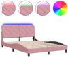 vidaXL Bettgestell mit LED ohne Matratze Rosa 140x190 cm Samt 3213854 Bild 2