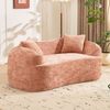 Zweisitzer-Sofa, Gebogenes mit Armlehnen Kompressions-Couch mit 2 Kissen Creme-Farbenes Sofa für kleine Räume Wohnzimmer Schlafzimmer keine Montage erforderlich, Stoff, Rosa Bild 2