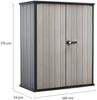Dmora Gartenschrank Digby, Gartenmöbel, Mehrzweck-Gartenschrank, Container für Balkon oder Garage, 140x74 h170 cm, Grau Bild 3