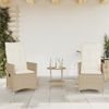 vidaXL 3-tlg. Bistro-Set mit Kissen Beige Poly Rattan 365655 Bild 3