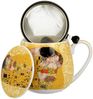 DUO ART GALLERY Fassbecher 430 ml THE KISS ECRU mit Teesieb, New Bone China Porzellan Bild 3