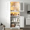 Flieks Hochschrank Badkommode Glasvitrine mit LED-Beleuchtung und Glastüren (Badezimmerschrank, 1-St, B60×T30×H170 cm) Bücherregal Mehrzweckschrank mit verstellbarer Einlegeböden Weiß Bild 3