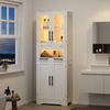 Flieks Hochschrank Badkommode Glasvitrine mit LED-Beleuchtung und Glastüren (Badezimmerschrank, 1-St, B60×T30×H170 cm) Bücherregal Mehrzweckschrank mit verstellbarer Einlegeböden Weiß Bild 2