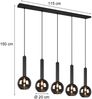 Pendelleuchte CLAYTON 5-flammig lang mit Rauchglas Glaskugeln, Breite 115cm Bild 4