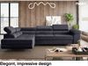 MEBLINI Schlafcouch mit Bettkasten - MALIBA - 277x203x63cm Links - Dunkelgrau Samt - Ecksofa mit Schlaffunktion - Sofa mit Relaxfunktion und Kopfstützen - Couch L-Form - Eckcouch - Wohnlandschaft Bild 3