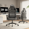 Gaming-Stuhl mit luxuriösem Wildlederimitat – ergonomisch, großzügige Sitzfläche, verstellbare Rückenlehne 90°–135°, 3D-Armlehnen,Grau Bild 2