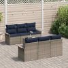 vidaXL Garten-Sofa-Set mit Kissen mit Kissen 7 pcs Grau und Marineblau 3353924 Bild 3