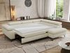 MKS Möbel 'Pablo L-Form' Ecksofa mit Schlaffunktion, verstellbare Kopfstützen, Creme, Schenille glatt, Visco Topper, Rechts Bild 4