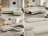 MKS Möbel 'Pablo L-Form' Ecksofa mit Schlaffunktion, verstellbare Kopfstützen, Creme, Schenille glatt, Visco Topper, Rechts Bild 2