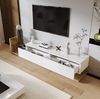 Eleganter TV-Schrank in Hochglanzweiß mit Holzfarben – 170 x 36 x 38 cm, LED-Beleuchtung, Stauraum, 170 x 36 x 38 cm, Weiß Bild 5