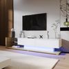 Eleganter TV-Schrank in Hochglanzweiß mit Holzfarben – 170 x 36 x 38 cm, LED-Beleuchtung, Stauraum, 170 x 36 x 38 cm, Weiß Bild 4