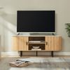 Fernsehschrank Tvedestrand 140x40x55 cm Bambus Marmorweiß/Natur [en. casa] Bild 2